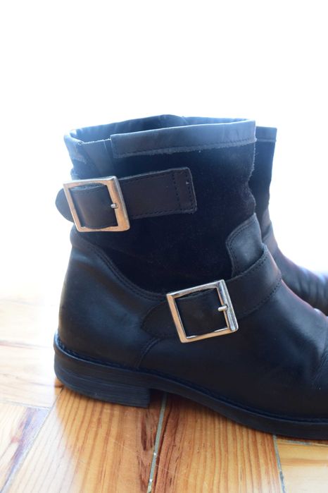 Botas de senhora de pele e camurça 38