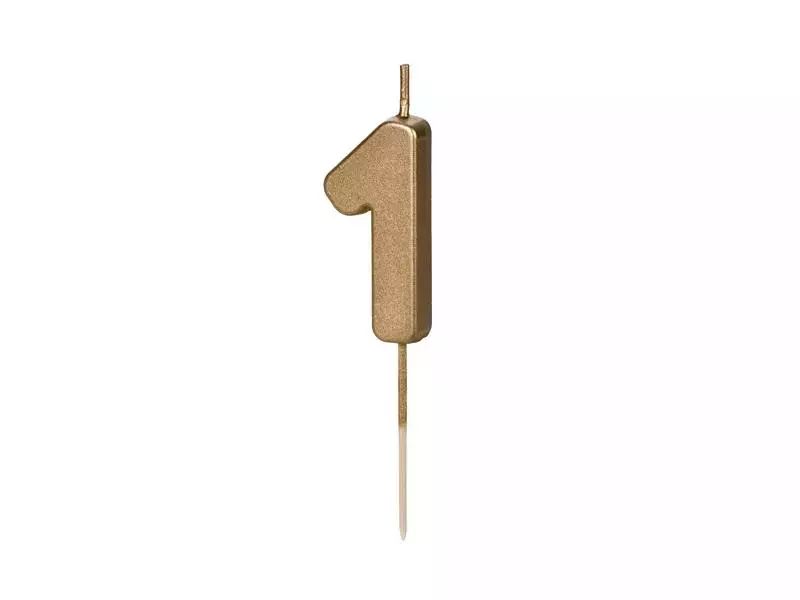 Świeczka urodzinowa 1 złota 4,5cm. Nowy Produkt