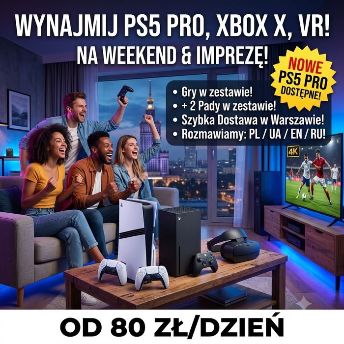 Wypożyczalnia: PS5 Pro, XBOX, VR na weekend