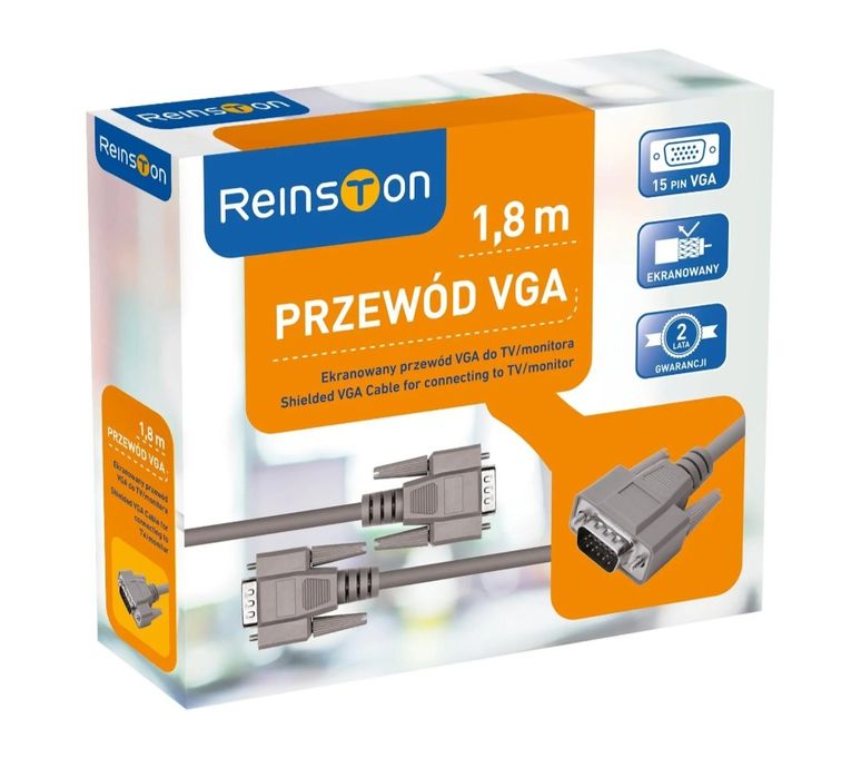 Кабель VGA Reinston EKK09 1,8 м сріблясто-сірий.