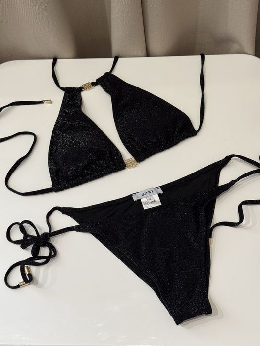 Купальник Loewe чорний сяючий М блискучий з блискітками на зав’язках