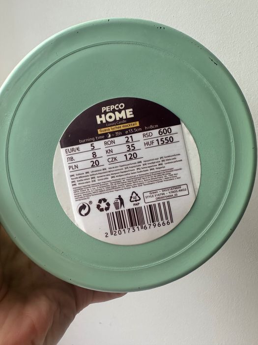 Свічка pepco ароматизована велика 35 годин горіння