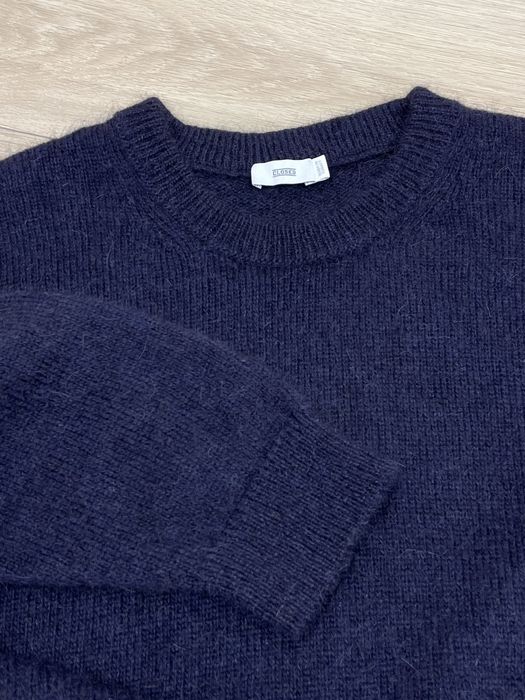 альпака вовна L XL обємний вʼязаний светр темно синій жіночий