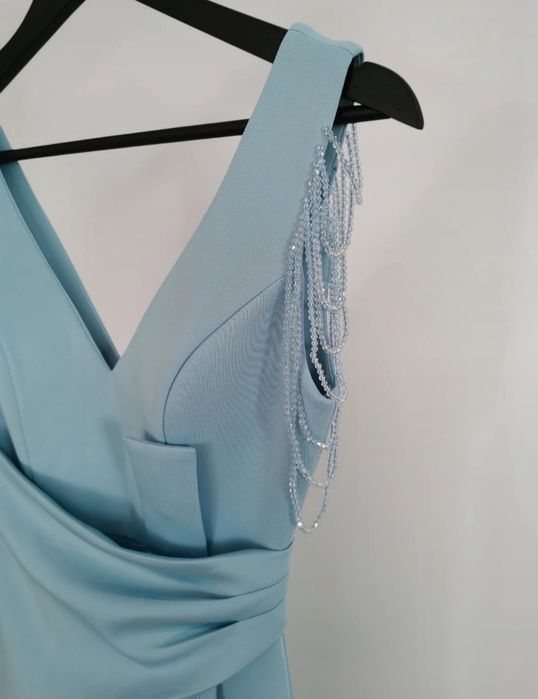 Jasnoniebieska błękitna sukienka suknia ślubna cywilny poprawiny rybka