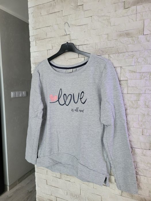 Nowa szara ocieplana bluza Love bez kaptura Blue Motion M bawełna