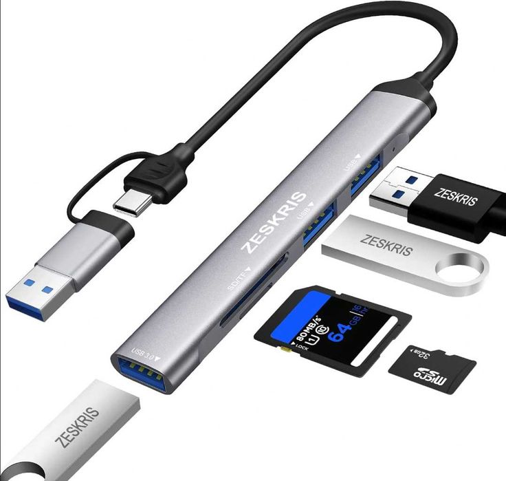 Hub USB C, adapter USB ZESKRIS, adapter 5 w 1
