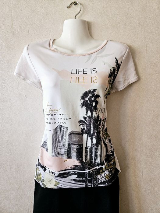 Koszulka T-shirt L 40 lato stradivarius nadruki