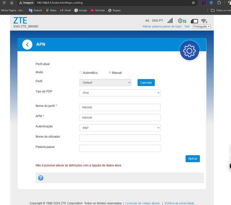 ZTE 4G MF283U Router SIM