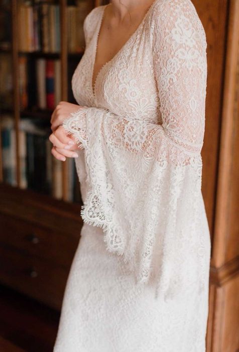 Suknia ślubna  | Boho | Koronka | Rozmiar 34/36