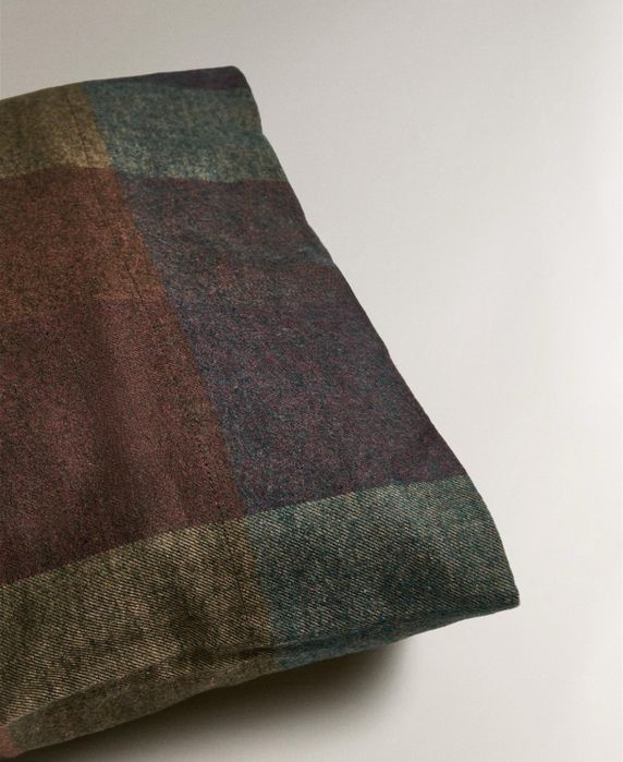 (75x50 CM) Fronha De Almofada Flanela Quadrados Zara Home NOVO