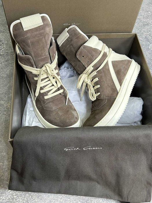 Кеди Rick Owens Geobasket Ramones jumbo laces коричневі opium archive