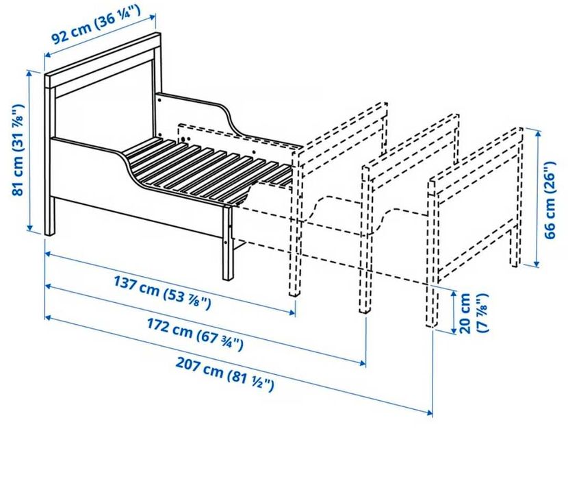 Cama Extensível com colchão e estrado