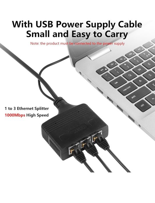 Adapter sieciowy, 1 do 3 rozdzielaczy Ethernet 1000 Mb/s
