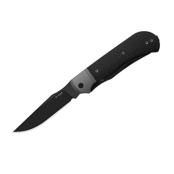 Scyzoryk Kizer Trestle TP AirTi Gray Aluminum / Black Micarta, Black PVD CTS-BD1N by Azo (K3761TPA3)