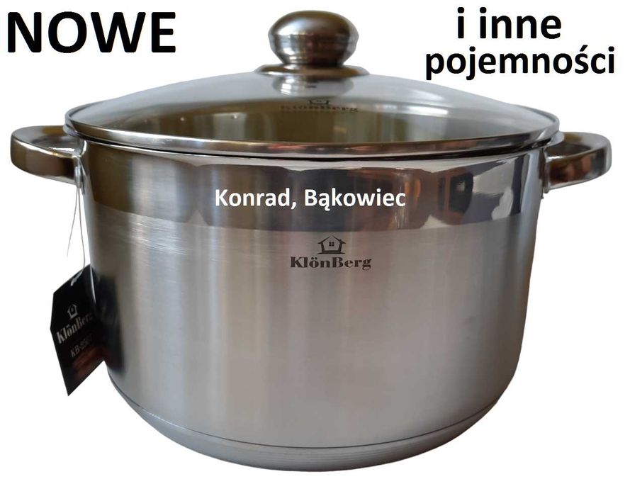 Stal NIERDZEWNA Duży garnek 12L litrów 30cm Indukcja,Gaz.na Rosół,Zupę