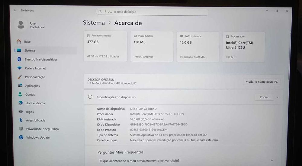 HP ProBook 440 G11 – Ultra 5 | 16GB | 512GB SSD | Garantia até 2028