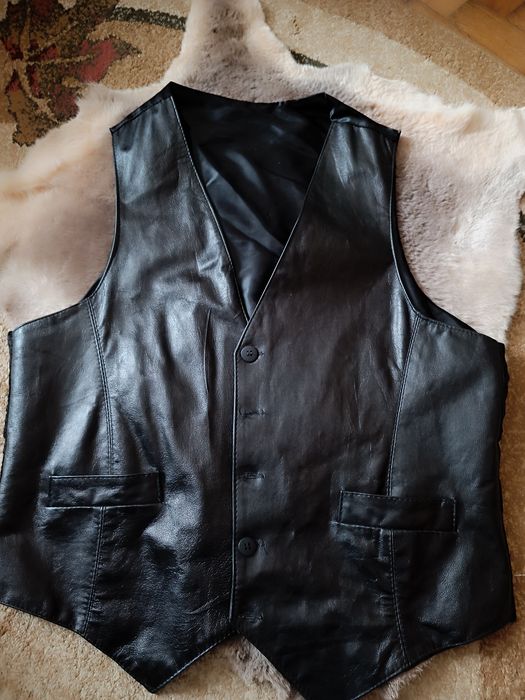 Stylowa  czarna kamizelka skórzana klasyk vintage /motocyklowa / rockowa