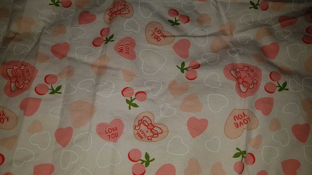Красивый детский пододеяльник в сердечки, вишенки 110х140 см на молнии