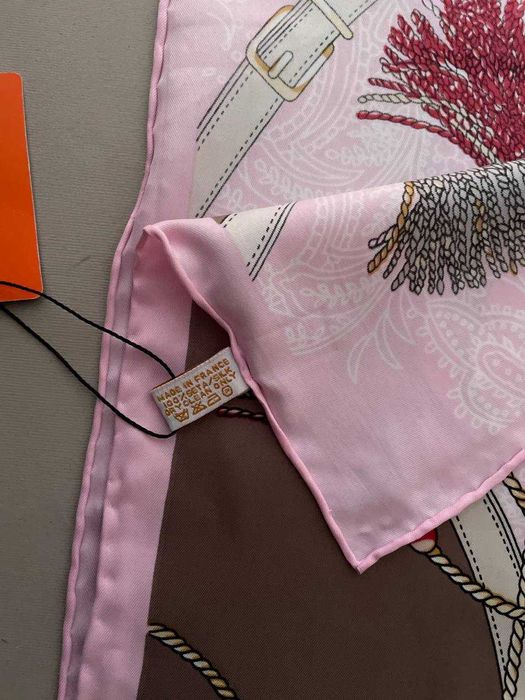 Стильна розова ВЕСНЯНА шовкова хустка HERMES 90см