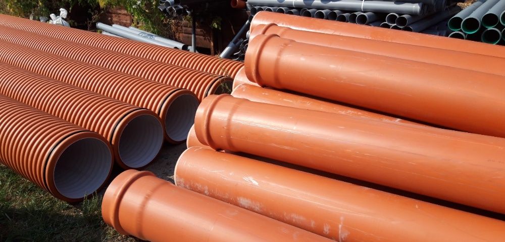 Трубы канализационные ПВХ и гофрированные. Дренажные. Колодцы