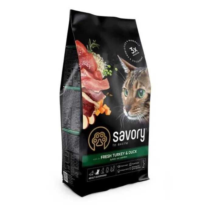 Корм Savory Adult Cat Gourmand Fresh Turkey Duck індичка утка 8 кг