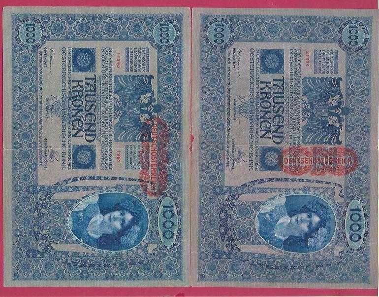 NOTAS AUSTRIA  ANTIGA  2  NOTAS DE GRANDES DIMENSÕES 1902