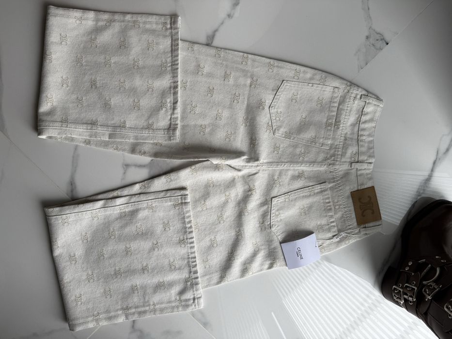 Spodnie jeans celine size s biale zloto