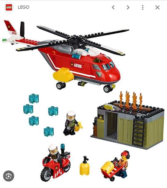 OKAZJA -40% * Klocki Lego City 60108 Helikopter Strażacki motor straż