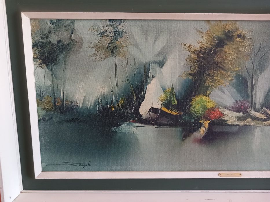 Quadro antigo em tela pintado a óleo