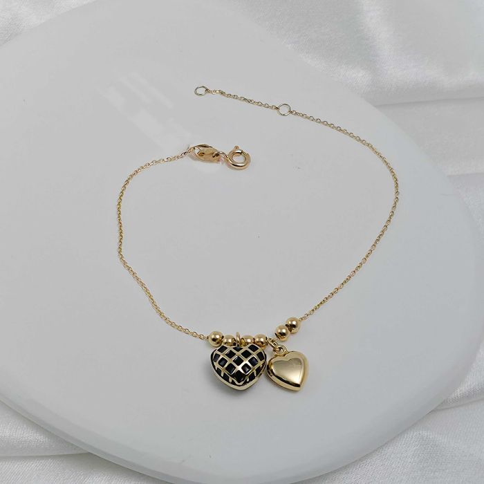 Złota bransoletka z serduszkami pr.585