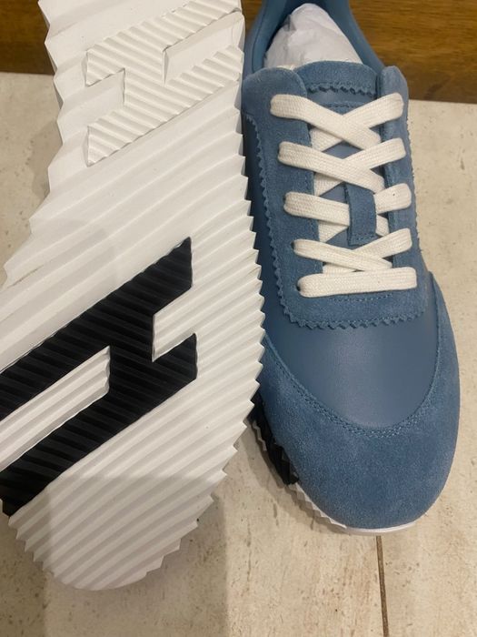 Hermes bouncing blue 39 skóra naturalna, z numerem seryjnym