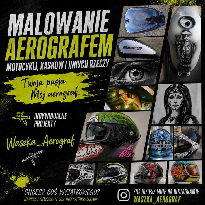 MALOWANIE AEROGRAFEM – MOTOCYKLE, KASKI, CZĘŚCI - CUSTOM