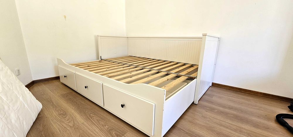 HEMNES Cama indiv/dupla c/3 gav, branco, 80x200 cm