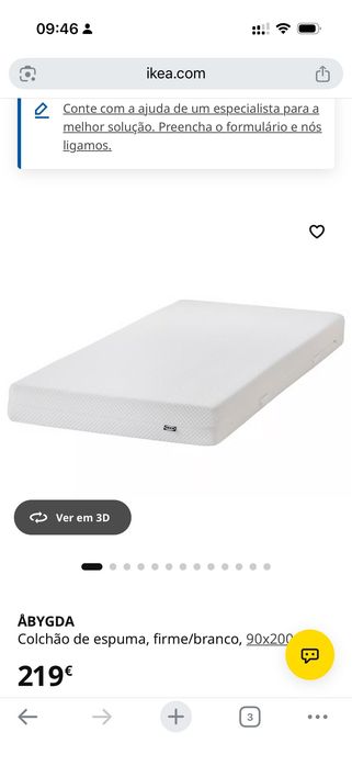 Colchão 90 x 200 cm ABYGDA IKEA