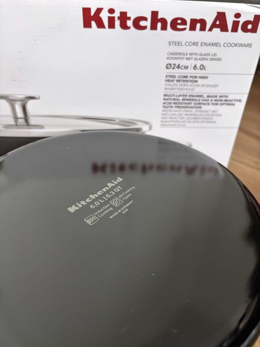 6L/24cm LUX garnek emaliowany z pokrywką Kitchenaid Steel Core Enamel