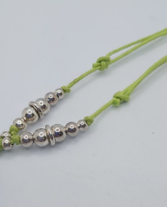 Colar Nylon Extensivel com centro de Prata