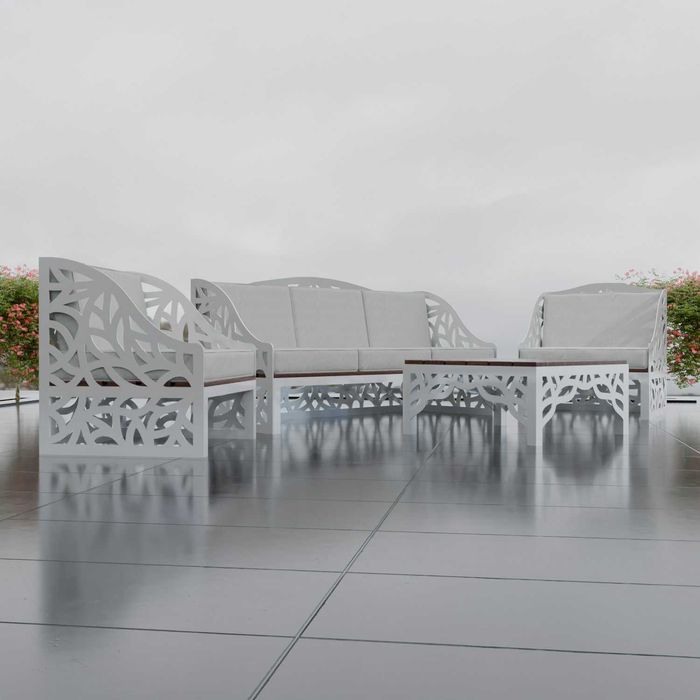 Wyjątkowe metalowe, ażurowe meble ogrodowe. Projekt Konrad Kulma