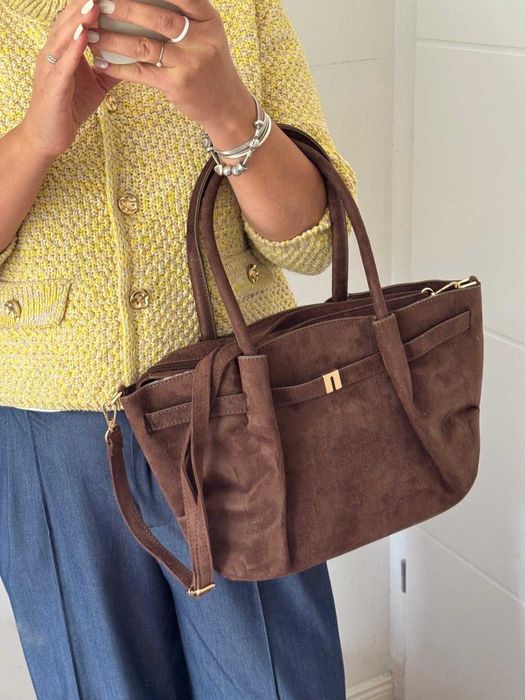 Torebka Gallantry Paris czekoladowa zamsz zamszowa eco brązowa shopper