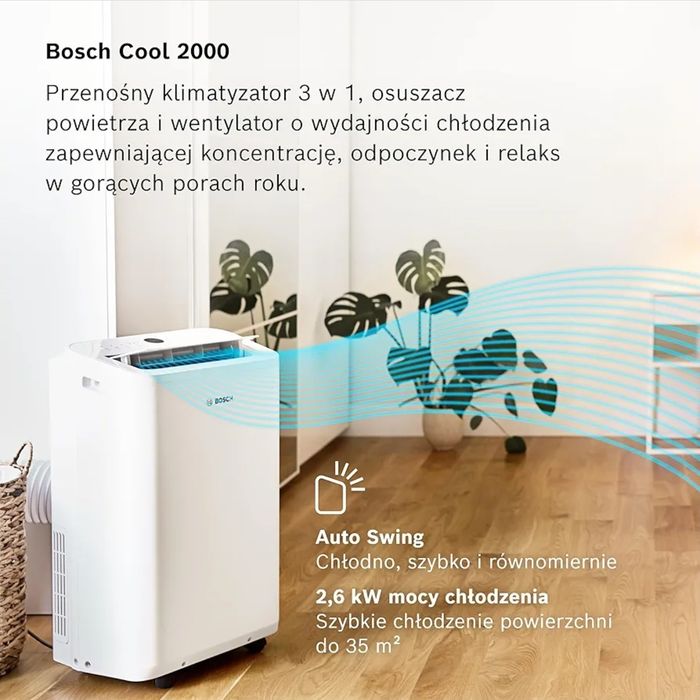Bosch Cool 2000 Klimatyzator przenośny 3w 1  Kamper  - dom