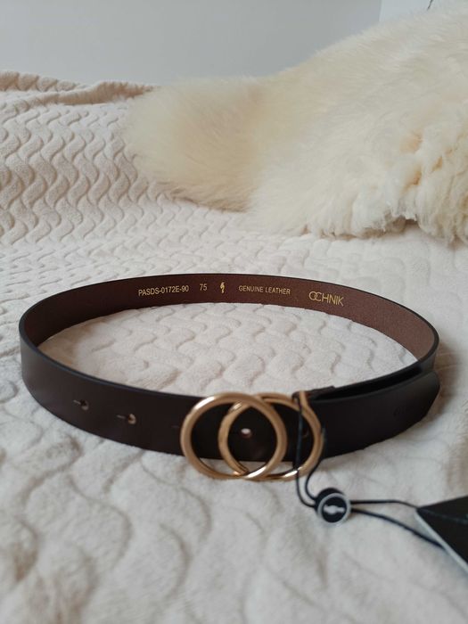 Nowy skorzany pasek Ochnik brazowy