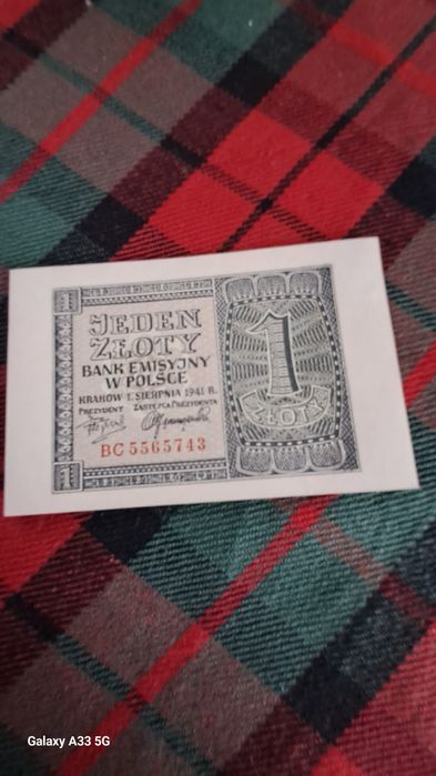 2xBanknot 1 zł 1941.Stan 1/-1