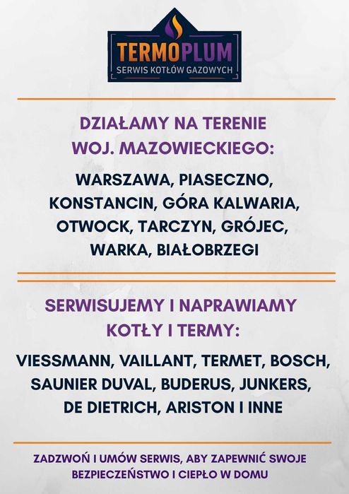 Serwis, pieców kotłów gazowych Di Detrich, VAILLANT, VIESSMANN inne.