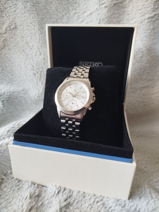 Zegarek Seiko Quartz Chronograph SNDC05P1 silver white unisex retro