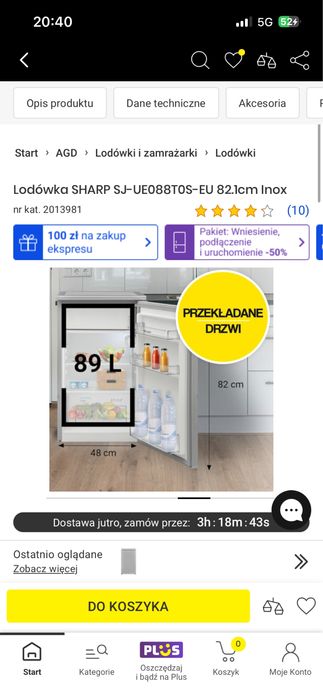 Lodówka sharp prawie nowa na gwarancji