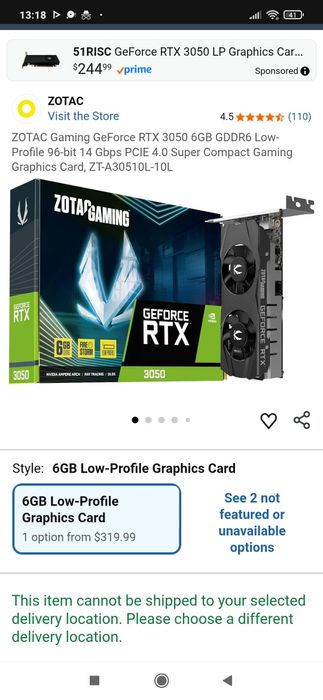 Відеокарта Zotac Gaming GeForce RTX 3050 6GB DDR6