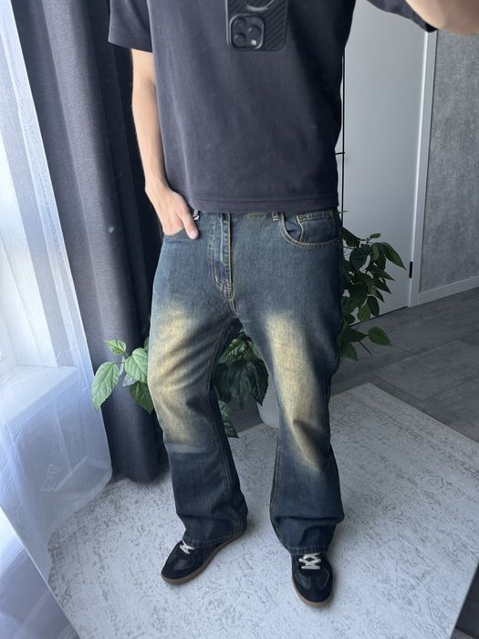 Flared Dark blue Bootcut Jeans Джинси Фларед Кльош Клеш Сині Широкі Baggy Y2k Sk8 Archive Opium Racer Jaded London Balenci Джинсы Буткат Синие Опиум
