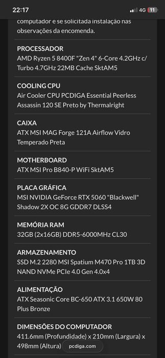 pc gamer com 6 meses de uso e com garantia, rtx 5060 8gb