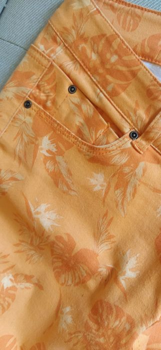 Calças T.40 laranja estampado