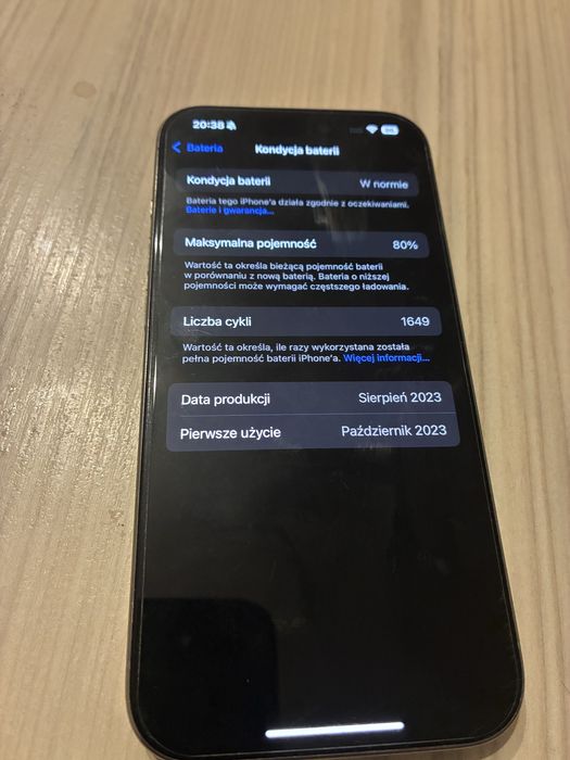 Sprzedam Iphone 15 Pro 128 GB 80% Baterii