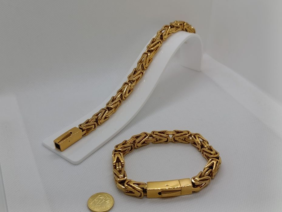 Piękny zestaw łańcuszek z bransoletką królewski zapięcie na szufladkę